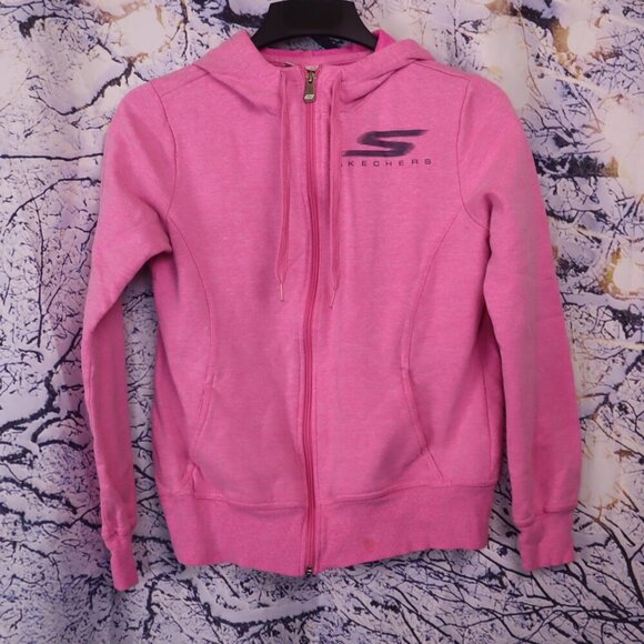 HOT PINK LOGO FLEECE M Sketchers Hoodie Casual Bright Spring Summer School Y2K - Picture 2 of 10